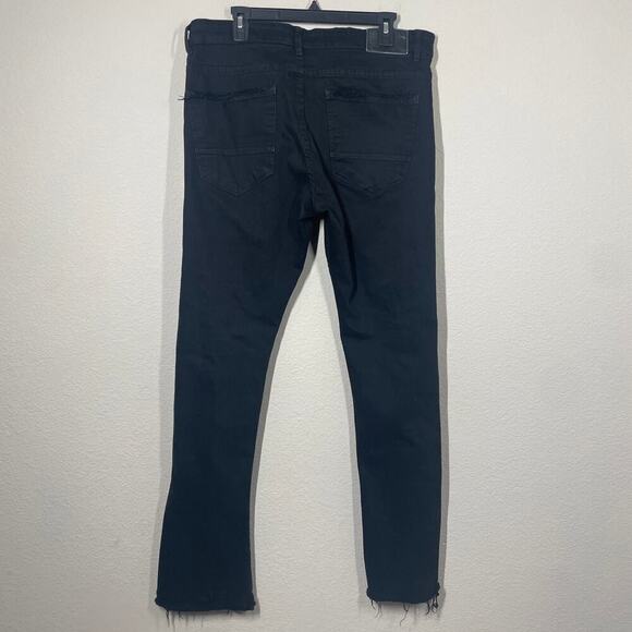 Jordan Craig Mens Theo 36/36 Frayed Hem Distressed Jeans Black Bootcut - Picture 5 of 10